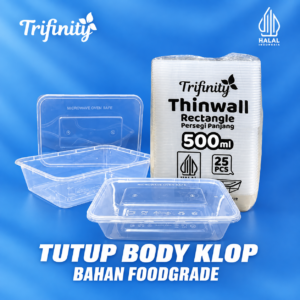 thinwall rectangle kotak persegi panjang 500ml pack 25pcs