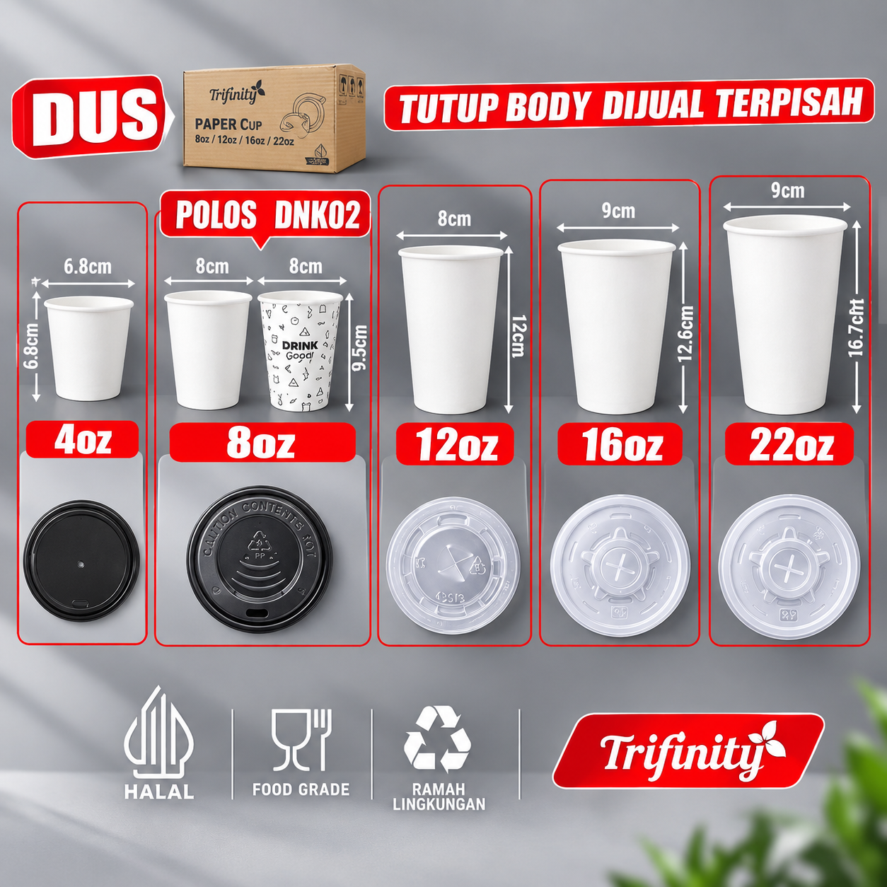 varian paper cup & tutup