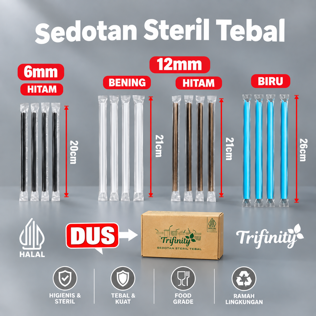 varian sedotan steril tebal