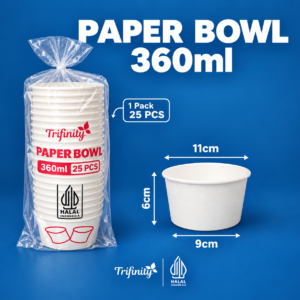 Paper Bowl Putih 360ml Tebal Pack 25pc