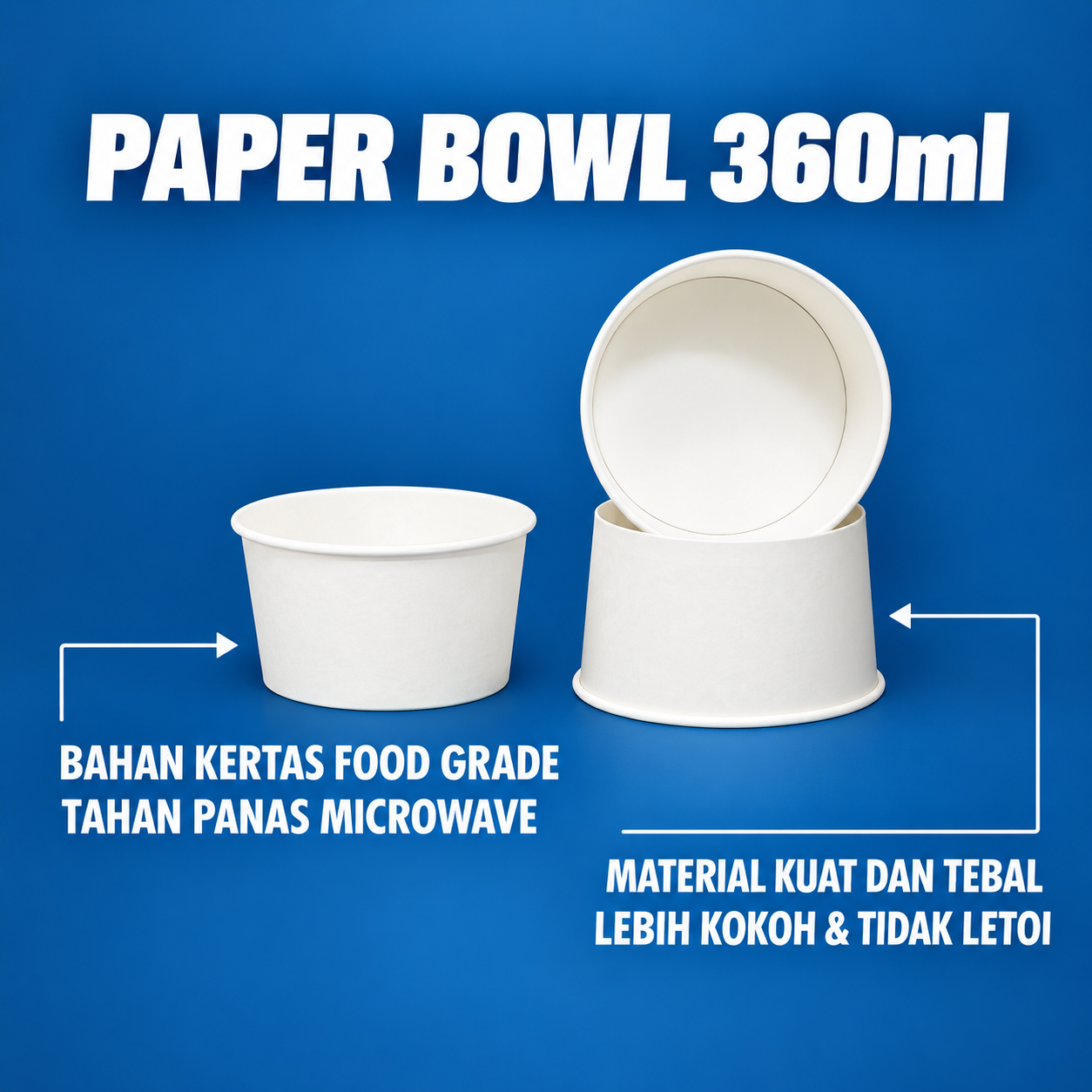 Paper Bowl Putih 360ml Tebal Pack 25pc - Gambar 2