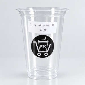 Sablon Custom Logo Gelas Cup Plastik PP Datar 14 oz